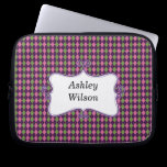 preppy argyle pink and purple personalized laptop sleeves