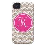 Preppy Chevron in Gold Glitter iPhone 4 Cases