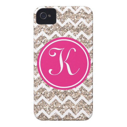 Preppy Chevron in Gold Glitter iPhone 4 Cases