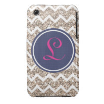 Preppy Chevron in Gold Glitter casemate cases