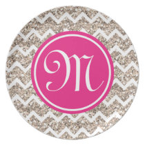Preppy Chevron in Gold Glitter plates