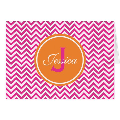 Preppy Chevron in Hot Pink Card