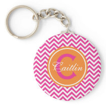 Preppy Chevron in Hot Pink keychains