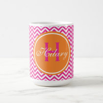 Preppy Chevron in Hot Pink mugs