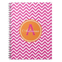 Preppy Chevron in Hot Pink notebooks