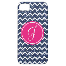 Preppy Chevron in Navy Glitter casemate cases