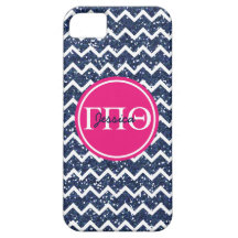 Preppy Chevron in Navy Glitter iPhone 5 Cover