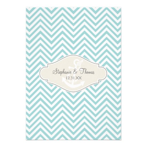 Preppy Chevron Stripe Modern Monogrammed Name Custom Announcement