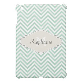 Preppy Chevron Stripe Modern Monogrammed Name iPad Mini Case