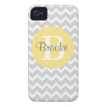 Preppy Chic Chevron Gray and Yellow iPhone Case iPhone 4 Cases