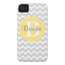 Preppy Chic Chevron Gray and Yellow iPhone Case iPhone 4 Cases