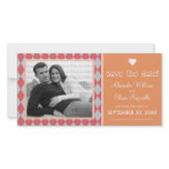 Preppy Coral Argyle Save the Date Announcement Customized Photo Card