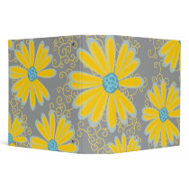 Preppy Daisy Flowers Swirly Retro Modern Pattern Binder
