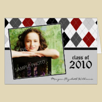 Preppy Grey Argyle Custom Graduation Announcement cards