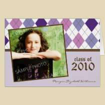 Preppy Lilac Argyle Custom Graduation Announcement cards