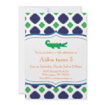 Preppy Modern Alligator Invitation Nautical Beach