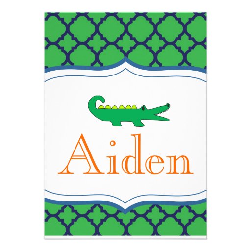 Preppy Modern Alligator Invitation Nautical Beach