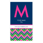 Preppy Monogram Chevron Business Card - Pink/Navy business cards