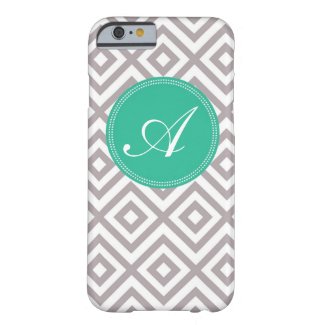 Preppy Monogram Pattern Gray and Blue iPhone 6 cas Barely There iPhone 6 Case