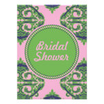 Preppy Pale Pink, Green & Blue Damask Announcements