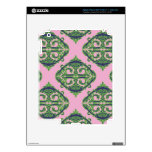 Preppy Pale Pink, Green & Blue Damask Decals For iPad 3