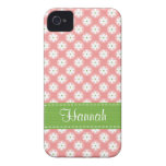 Preppy Pink and Green Daisy iPhone 4 Case Cover