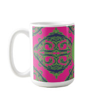 Preppy Pink Damask Coffee Mug