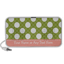 Preppy Pink Green Polka Dot Portable Speakers