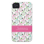 Preppy Pink Green Teal Tennis Pattern Personalized iPhone 4 Case