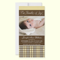 Preppy Plaid Birth Announcement (lemon) photo cards