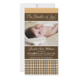 Preppy Plaid Birth Announcement (peach) Customized Photo Card