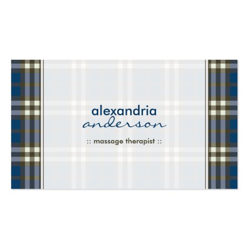 Preppy Plaid Business Card (navy blue) (front side)