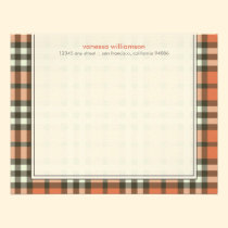 Preppy Plaid Custom Flat Note Cards (coral) invitations