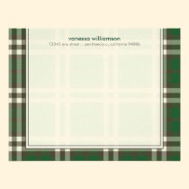 Preppy Plaid Custom Flat Note Cards (fern) invitations