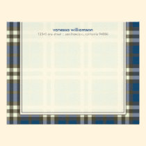 Preppy Plaid Custom Flat Note Cards (navy) invitations