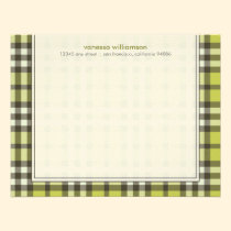 Preppy Plaid Custom Flat Note Cards (olive) invitations