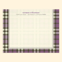 Preppy Plaid Custom Flat Note Cards (purple) invitations