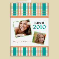 Preppy Plaid Custom Graduation Announcement: aqua cards