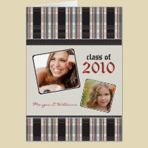 Preppy Plaid Custom Graduation Announcement: black cards