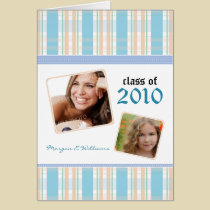 Preppy Plaid Custom Graduation Announcement: blue cards
