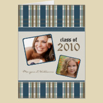 Preppy Plaid Custom Graduation Announcement: navy cards