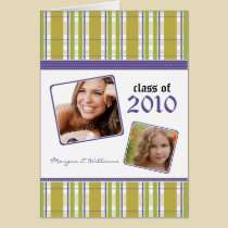 Preppy Plaid Custom Graduation Announcement: olive cards