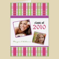 Preppy Plaid Custom Graduation Announcement: pink cards