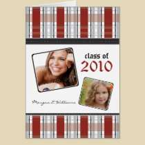 Preppy Plaid Custom Graduation Announcement: red cards