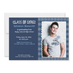Preppy Plaid Senior Graduation Announcement {Blue} invitation