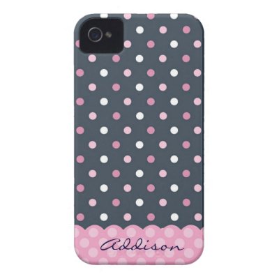 Preppy Polka Dots Navy & Pink Phone Case Iphone 4 Case-mate Cases
