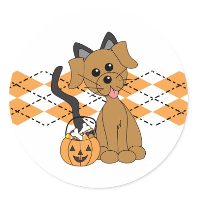 Preppy Puppy Halloween Round Sticker