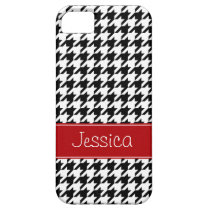 Preppy Red and Black Houndstooth Personalized iPhone 5 Cover