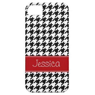 Preppy Red and Black Houndstooth Personalized iPhone 5 Cover