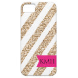 Preppy Stripes in Gold Glitter iPhone 5 Cover
